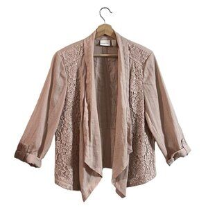 Chicos Francesca Lace Jacket Cardigan Size 2 Large Light Pink Lace 570105856